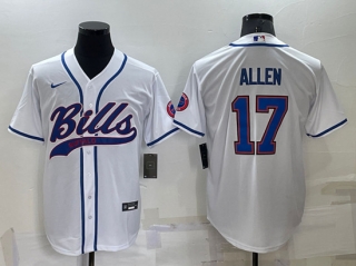 Buffalo Bills #17 Josh Allen White Cool Base Stitched Baseball Jersey