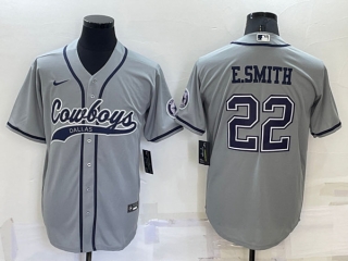 Dallas Cowboys #22 Emmitt Smith Gray Cool Base Stitched Baseball Jersey