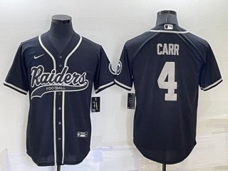 Las Vegas Raiders #4 Derek Carr Black Cool Base Stitched Baseball Jersey