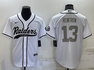 Las Vegas Raiders #13 Hunter Renfrow White Gray Cool Base Stitched Baseball Jersey