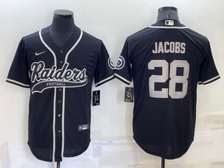 Las Vegas Raiders #28 Josh Jacobs Black Cool Base Stitched Baseball Jersey