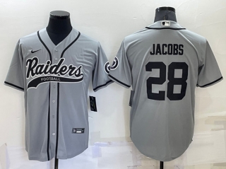 Las Vegas Raiders #28 Josh Jacobs Gray Cool Base Stitched Baseball Jersey