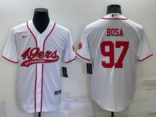 San Francisco 49ers #97 Nick Bosa White Red Cool Base Stitched Baseball Jersey