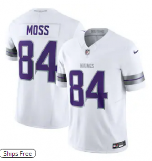 Minnesota Vikings #84 Moss White throwback Limited Stitched