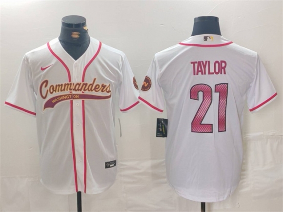 Washington Commanders #21 Sean Taylor White With Patch Cool Base Stitched