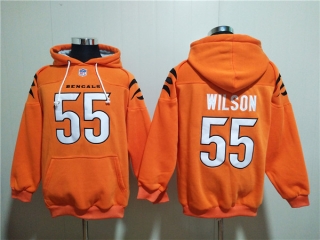 Cincinnati Bengals #55 Logan Wilson Orange Pullover Hoodie