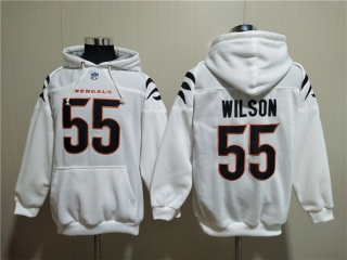 Cincinnati Bengals #55 Logan Wilson White Pullover Hoodie