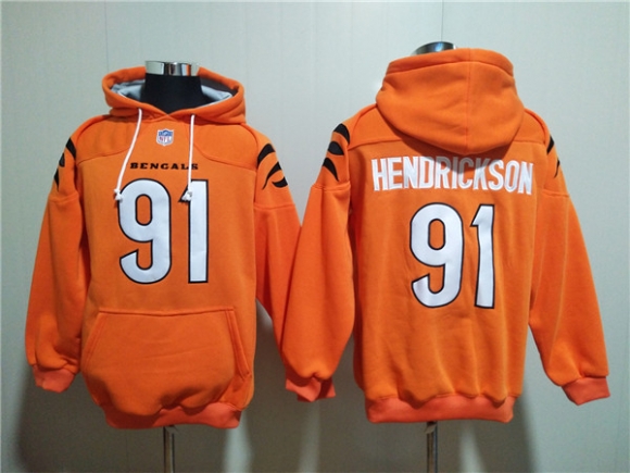 Cincinnati Bengals #91 Trey Hendrickson Orange Pullover Hoodie