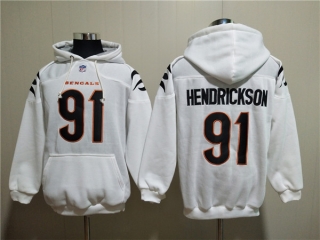 Cincinnati Bengals #91 Trey Hendrickson White Pullover Hoodie