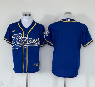Los Angeles Rams blank blue baseball jersey
