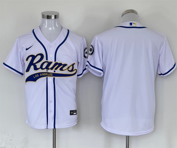 Los Angeles Rams blank white baseball jersey