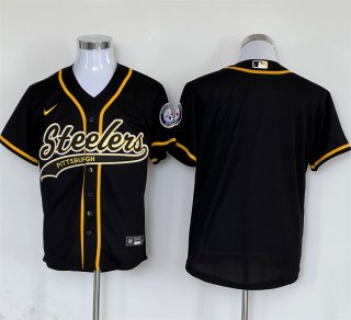 Pittsburgh Steelers blank black baseball jersey