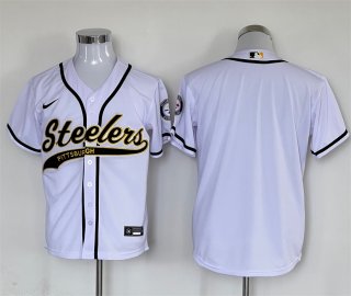 Pittsburgh Steelers blank white baseball jersey