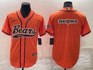 Chicago Bears Orange Team Big Logo With Patch Cool Base Stitched Baseball Jersey