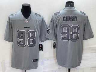 Las Vegas Raiders #98 Maxx Crosby Gray With Patch Atmosphere Fashion Stitched