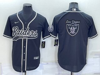 Las Vegas Raiders Black Team Big Logo With Patch Cool Base Stitched Baseball Jersey