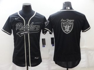 Las Vegas Raiders Black Team Big Logo With Patch Flex Base Stitched Baseball Jersey