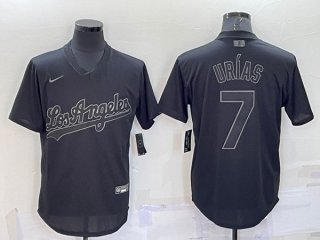 Los Angeles Dodgers #7 Julio Urías Black Pitch Black Fashion Replica Stitched Jersey