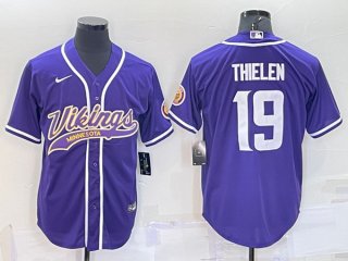 Minnesota Vikings #19 Adam Thielen Purple With Patch Cool Base Stitched Baseball