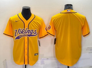 Minnesota Vikings Blank Gold With Patch Cool Base Stitched Baseball Jersey