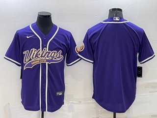 Minnesota Vikings Blank Purple With Patch Cool Base Stitched Baseball Jersey