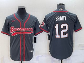 Tampa Bay Buccaneers #12 Tom Brady Gray Cool Base Stitched Baseball Jersey