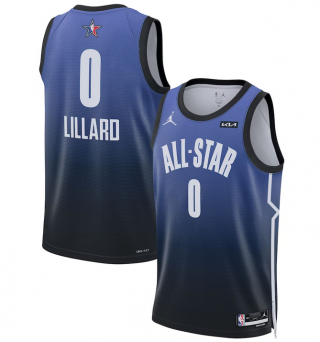 2023 All-Star #0 Damian Lillard Blue Game Swingman Stitched Basketball Jersey