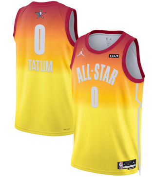 2023 All-Star #0 Jayson Tatum Orange Game Swingman Stitched Basketball Jersey