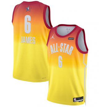2023 All-Star #6 LeBron James Orange Game Swingman Stitched Basketball Jersey