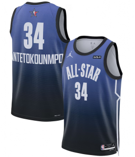 2023 All-Star #34 Giannis Antetokounmpo Blue Game Swingman Stitched Basketball