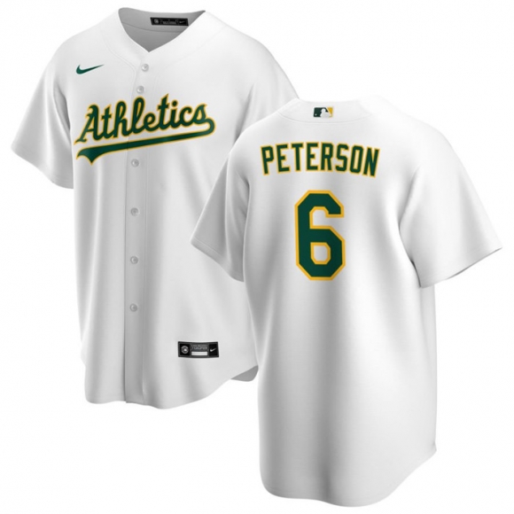 Oakland Athletics #6 Jace Peterson White Cool Base Stitched Jersey