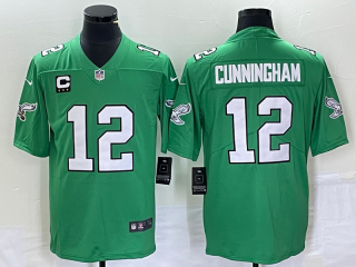 Philadelphia Eagles #12 Randall Cunningham Green With C Patch Stitched Football Jersey