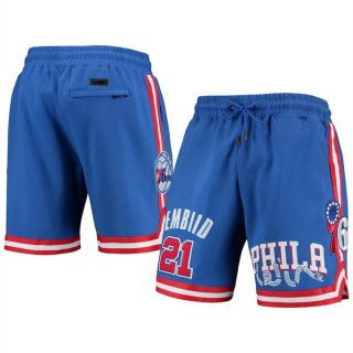 Philadelphia 76ers #21 Joel Embiid Blue Shorts
