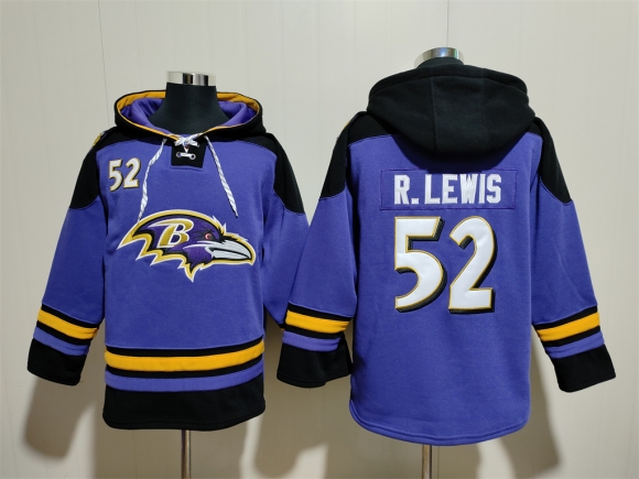 Baltimore Ravens #52 Ray Lewis Ageless Must-Have Lace-Up Pullover Hoodie