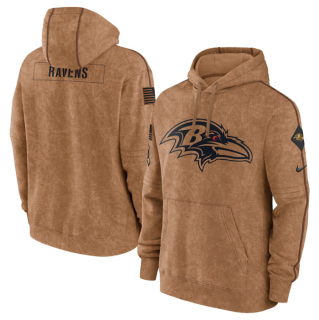 Baltimore Ravens 2023 Brown Salute To Service Pullover Hoodie