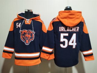 Chicago Bears #54 Brian Urlacher Navy Ageless Must-Have Lace-Up Pullover Hoodie