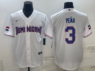 Men's Dominican Republic Baseball #3 Jeremy Peña 2023 White World Baseball Classic