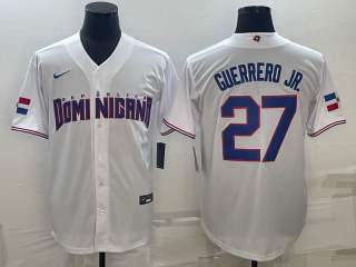 Men's Dominican Republic Baseball #27 Vladimir Guerrero Jr. 2023 White World Baseball