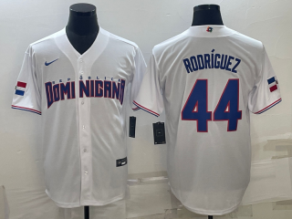 Men's Dominican Republic Baseball #44 Julio Rodríguez 2023 White World Baseball