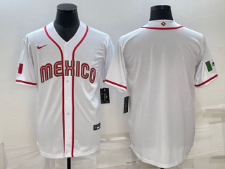 Men's Mexico Baseball Blank 2023 White World Baseball Classic Stitched Jersey