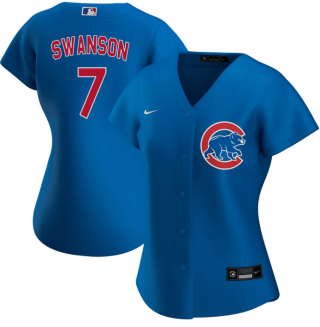Women's Chicago Cubs #7 Dansby Swanson Royal Stitched Baseball Jersey(Run Small)