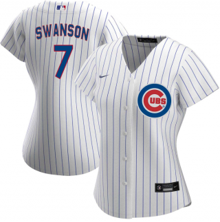 Women's Chicago Cubs #7 Dansby Swanson White Stitched Baseball Jersey(Run Small)