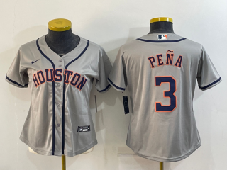 Women's Houston Astros #3 Jeremy Peña Gray Cool Base Stitched Baseball Jersey(Run small0