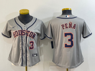 Women's Houston Astros #3 Jeremy Peña Gray Cool Base Stitched Baseball Jersey