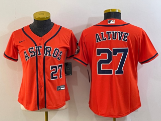 Women's Houston Astros #27 Jose Altuve Orange With Patch Cool Base Stitched Baseball
