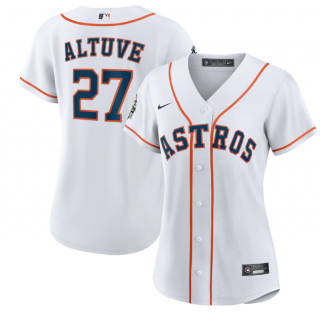 Women's Houston Astros #27 Jose Altuve White 2022 World Series Cool Base Stitched