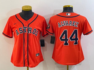 Women's Houston Astros #44 Yordan Alvarez Orange With Patch Cool Base Stitched