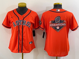 Women's Houston Astros Orange 2022 World Series Champions Team Big Logo With Patch Cool