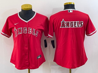 Women's Los Angeles Angels Red Team Big Logo Stitched Baseball Jersey(Run Small)