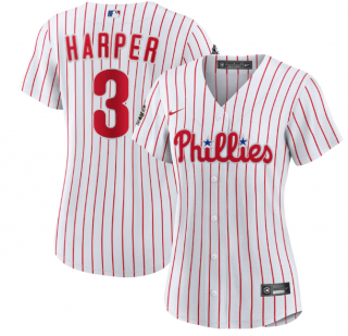 Women's Philadelphia Phillies #3 Bryce Harper White 2022 World Series Flex Base Stitched